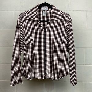 FDJ French Dressing Women's Full Zip Plaid Jacket Stretch‎ Size 10 Black Red EUC